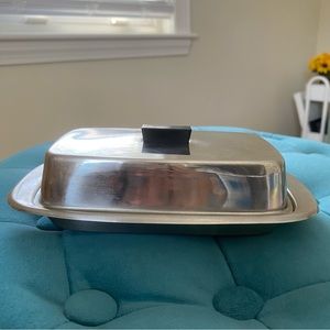 Vintage stainless steel butter dish